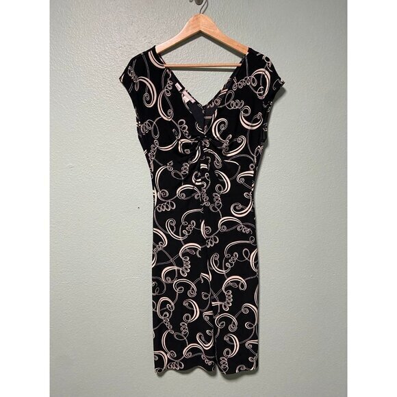 Vintage Lady Hathaway‎ Women's Black and Cream Pattern Twist Dress Size XL - Picture 1 of 7